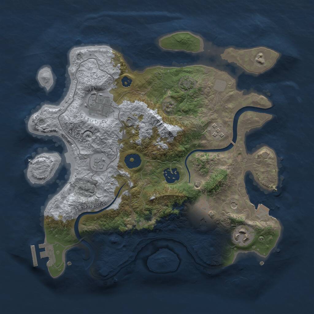 Rust Map: Procedural Map, Size: 3000, Seed: 75161, 10 Monuments