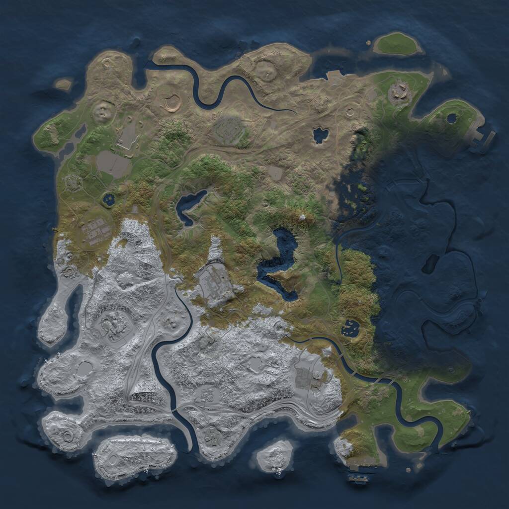 Rust Map: Procedural Map, Size: 4250, Seed: 460918343, 17 Monuments