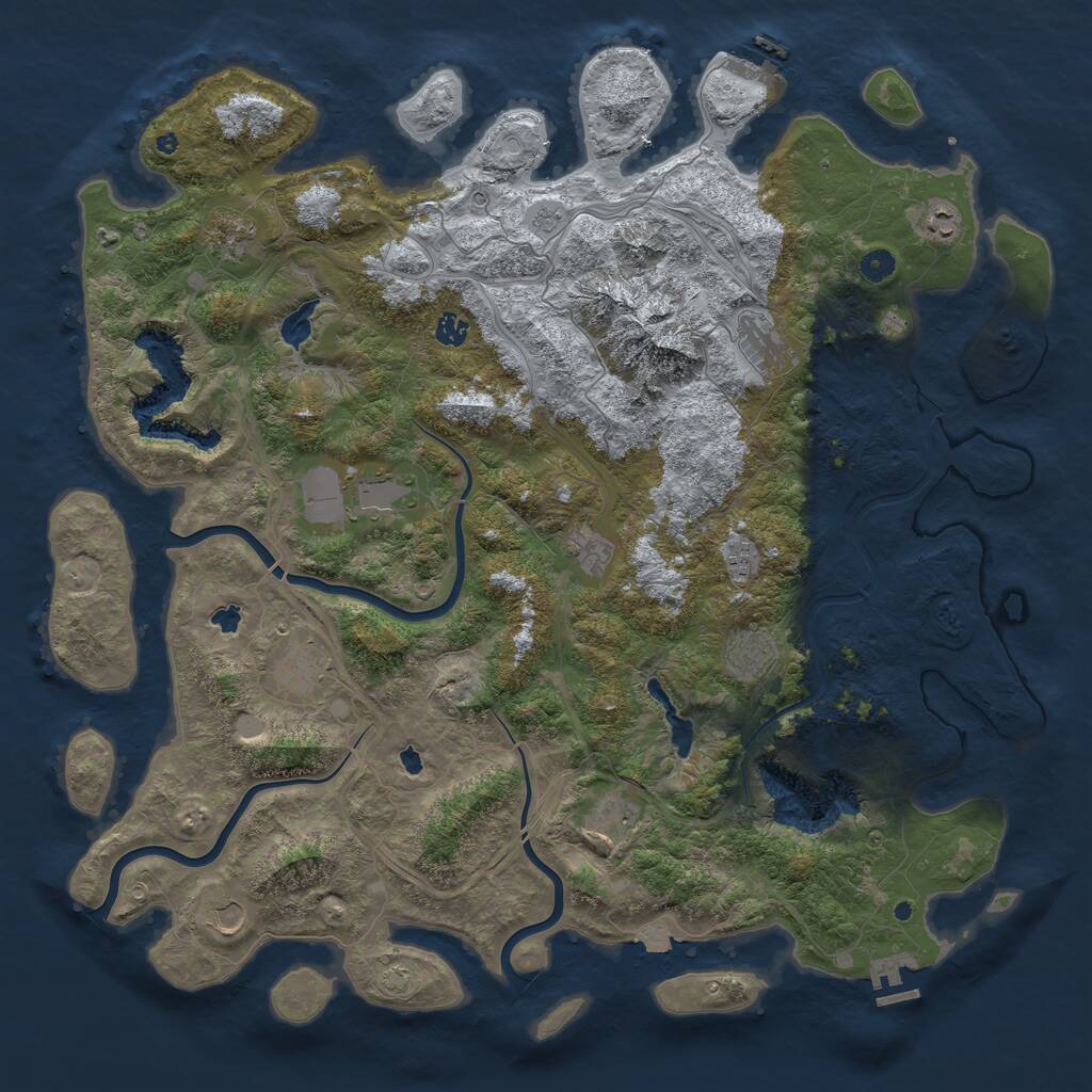 Rust Map: Procedural Map, Size: 5000, Seed: 1642071732, 17 Monuments