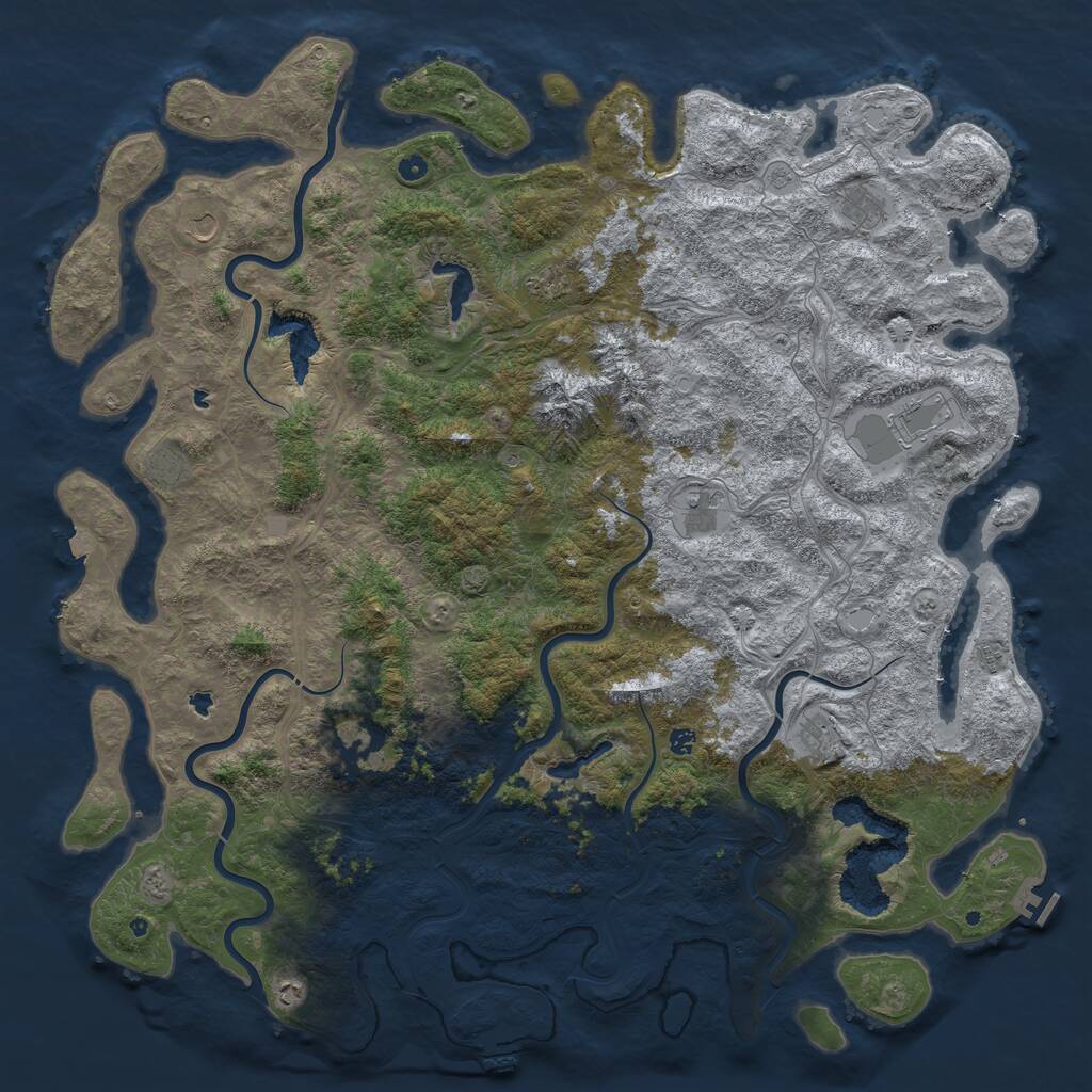 Rust Map: Procedural Map, Size: 6000, Seed: 2146948084, 17 Monuments