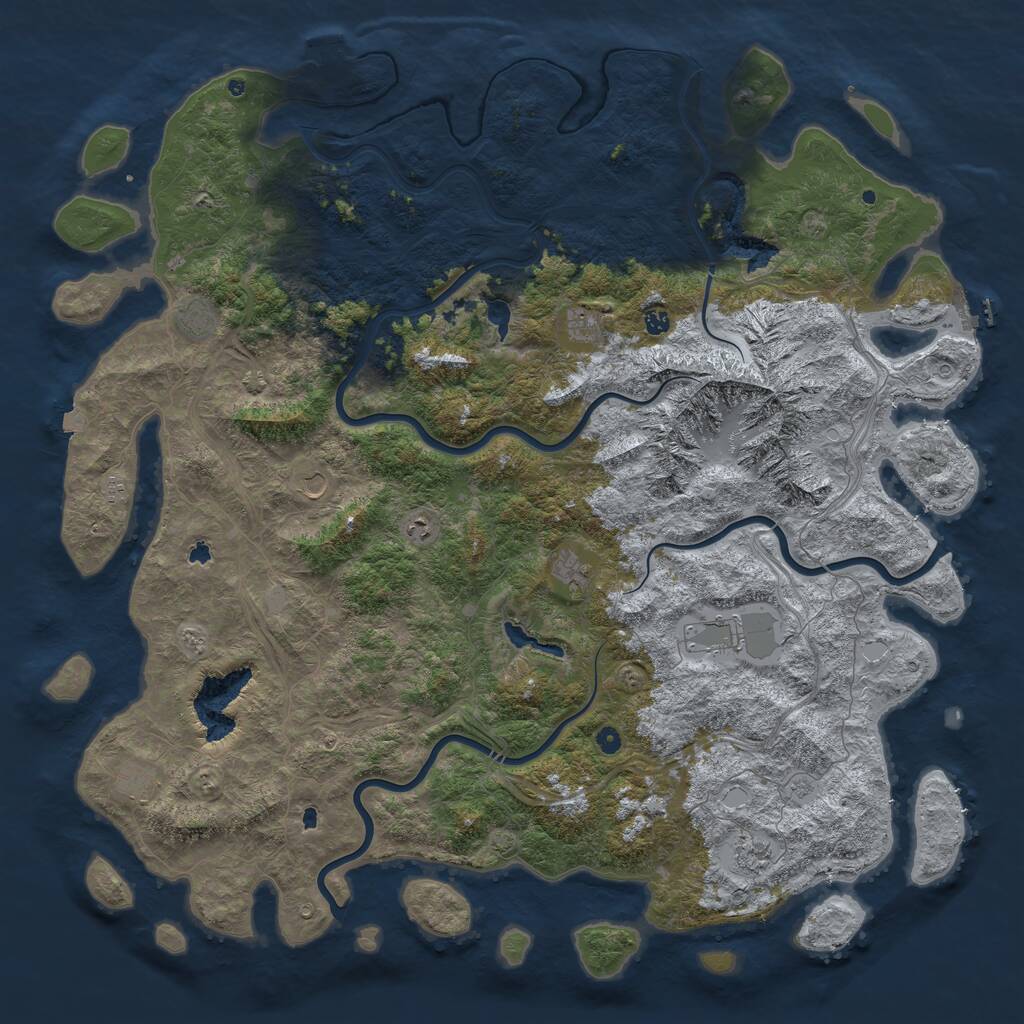 Rust Map: Procedural Map, Size: 6000, Seed: 369369369, 16 Monuments