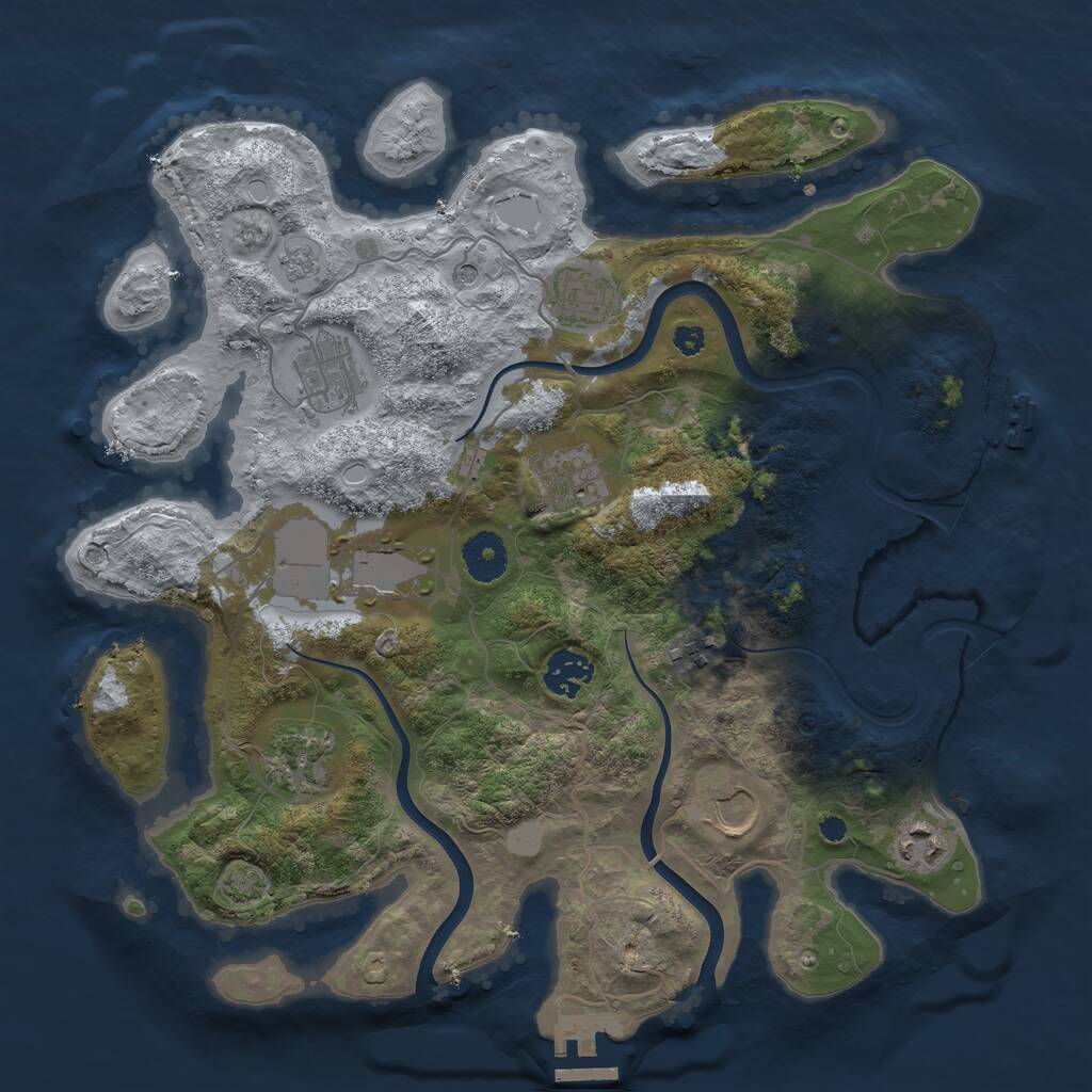 Rust Map: Procedural Map, Size: 3500, Seed: 15734742, 15 Monuments