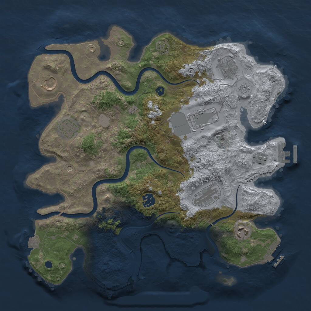 Rust Map: Procedural Map, Size: 3500, Seed: 107047308, 14 Monuments