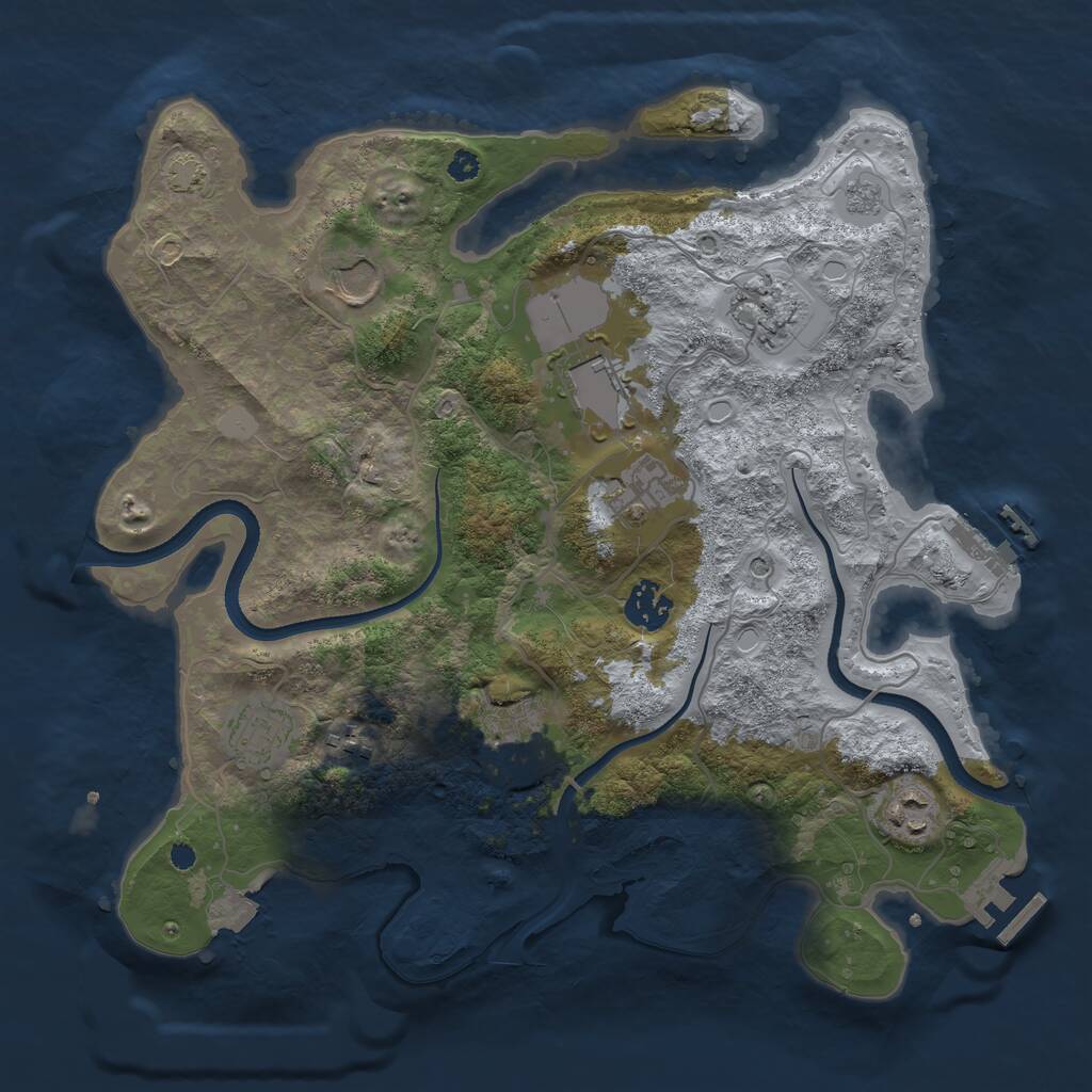 Rust Map: Procedural Map, Size: 3500, Seed: 1095530387, 15 Monuments