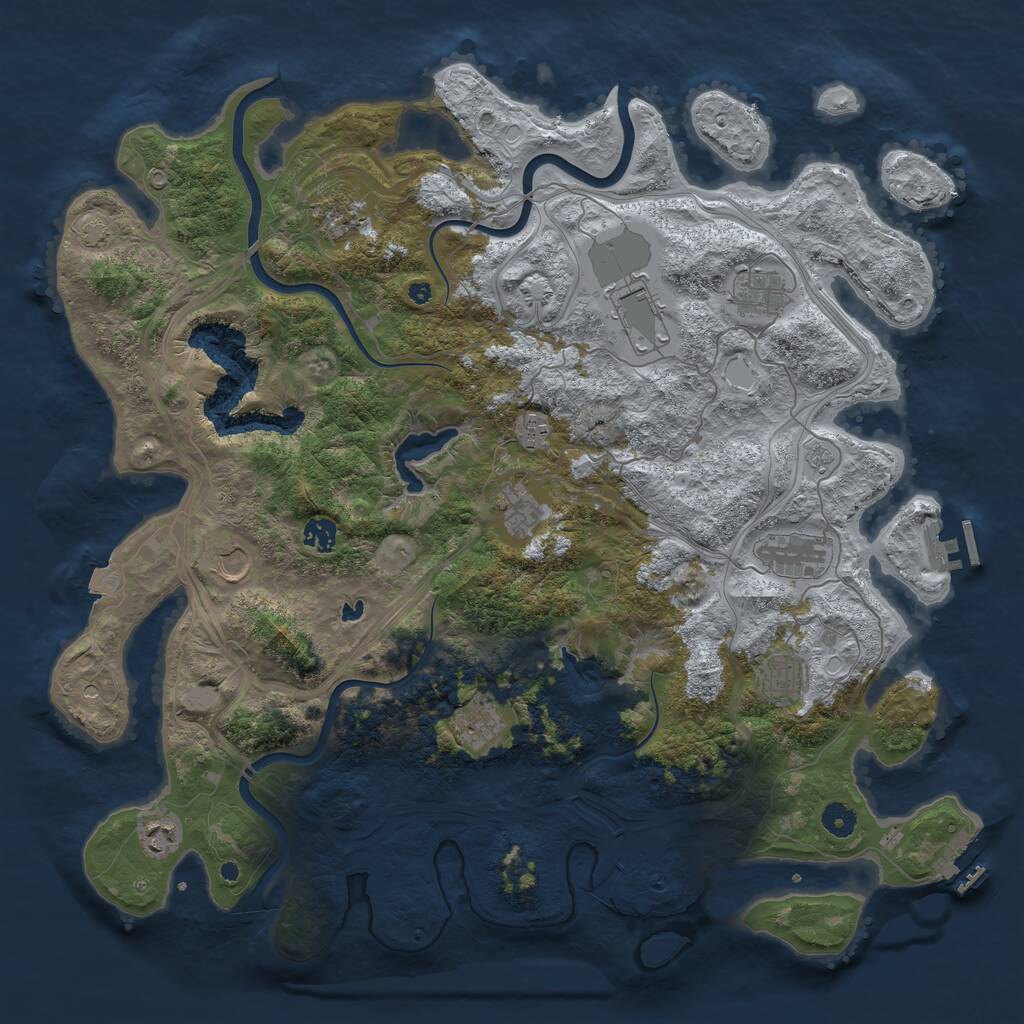 Rust Map: Procedural Map, Size: 4500, Seed: 645966353, 17 Monuments