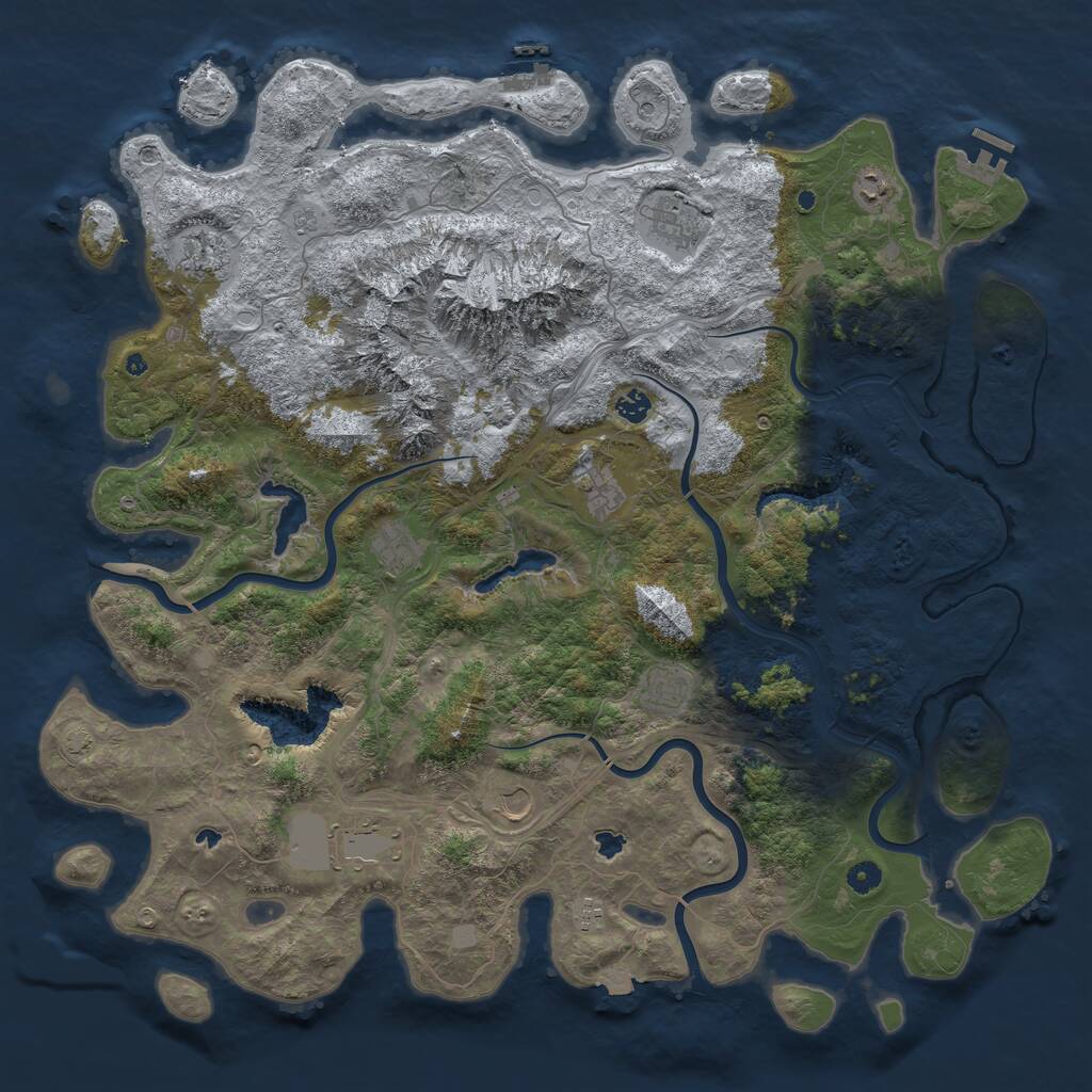 Rust Map: Procedural Map, Size: 5000, Seed: 5022, 16 Monuments