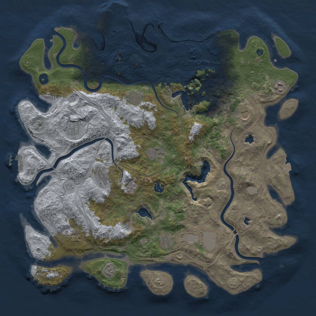 Rust Map: Procedural Map, Size: 4600, Seed: 275952508, 17 Monuments