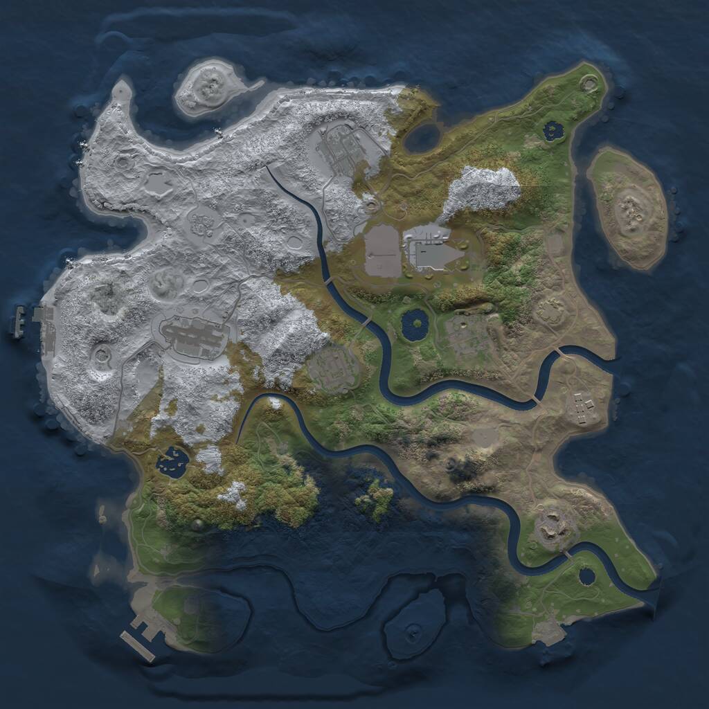 Rust Map: Procedural Map, Size: 3500, Seed: 2321, 14 Monuments