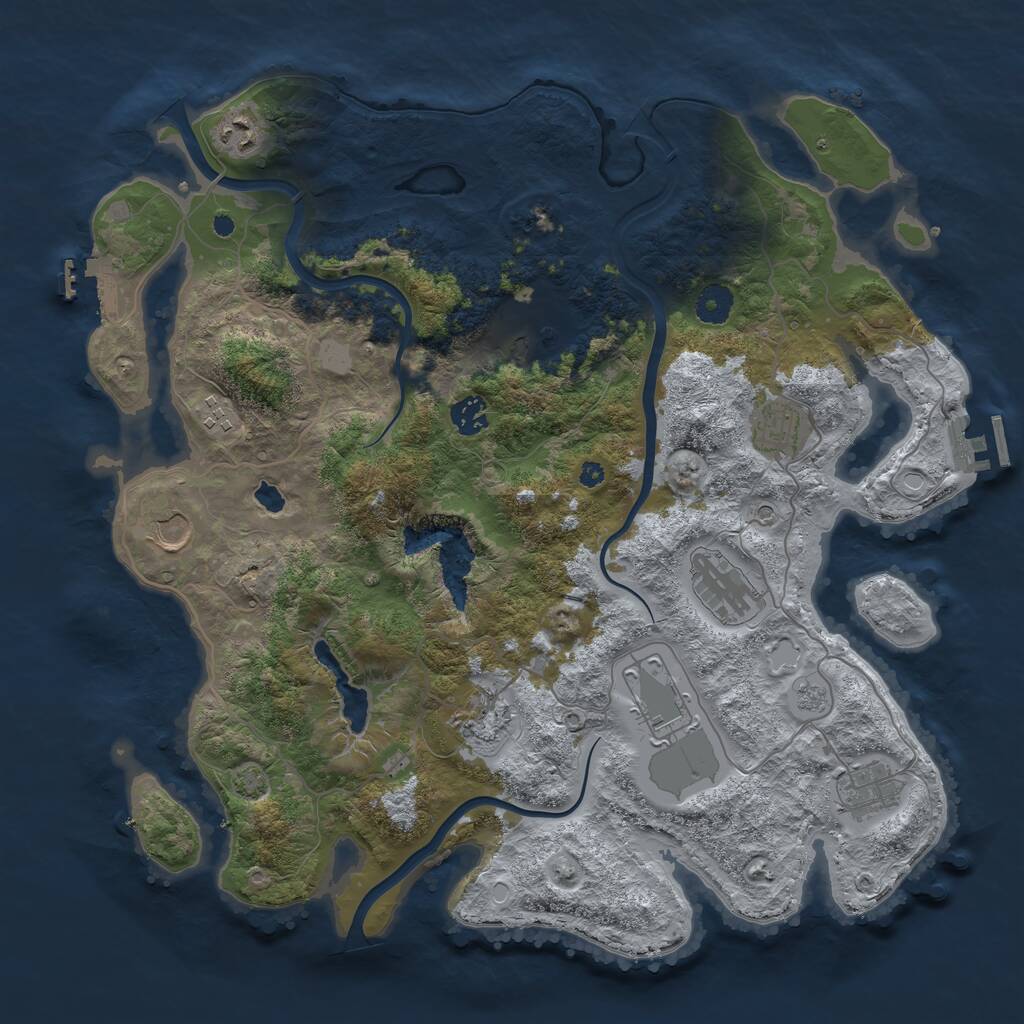 Rust Map: Procedural Map, Size: 4000, Seed: 1136462643, 16 Monuments