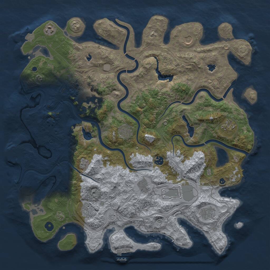 Rust Map: Procedural Map, Size: 4500, Seed: 166525613, 17 Monuments