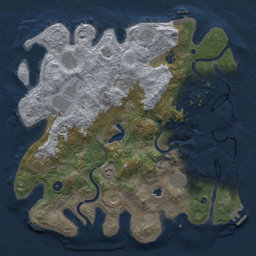 Rust Map: Procedural Map, Size: 4000, Seed: 2096740491, 16 Monuments