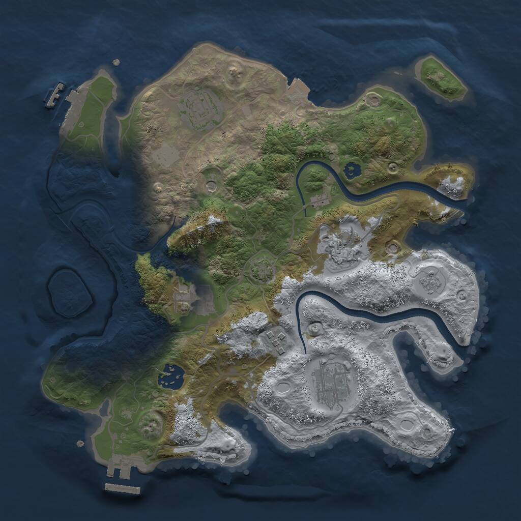 Rust Map: Procedural Map, Size: 3000, Seed: 12847, 12 Monuments