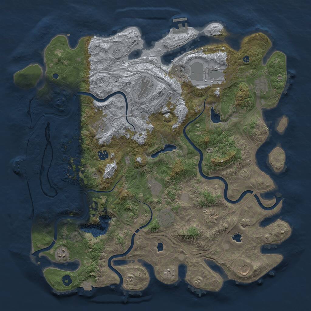 Rust Map: Procedural Map, Size: 4500, Seed: 1243641221, 17 Monuments