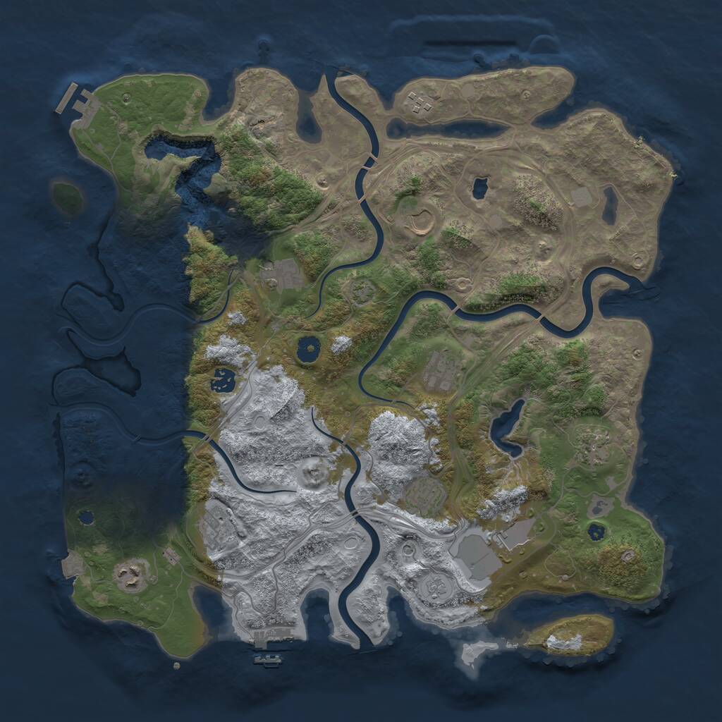 Rust Map: Procedural Map, Size: 4250, Seed: 1225791478, 16 Monuments