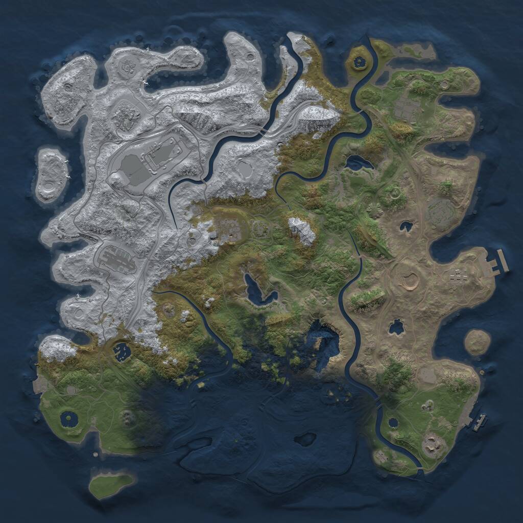 Rust Map: Procedural Map, Size: 4500, Seed: 468847971, 16 Monuments