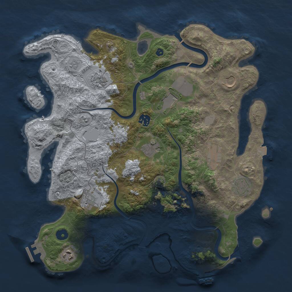 Rust Map: Procedural Map, Size: 3750, Seed: 1188848817, 16 Monuments