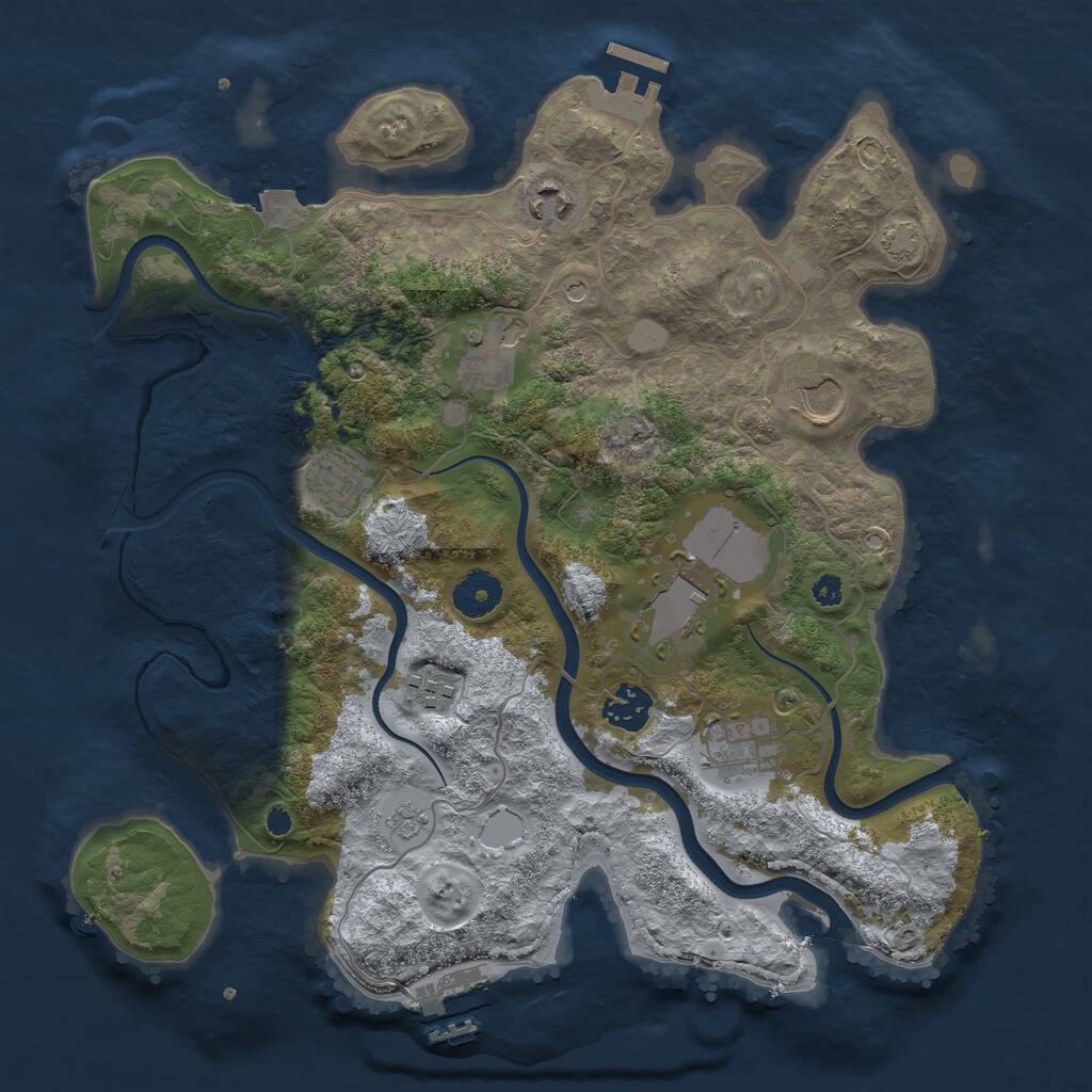 Rust Map: Procedural Map, Size: 3500, Seed: 610014727, 14 Monuments