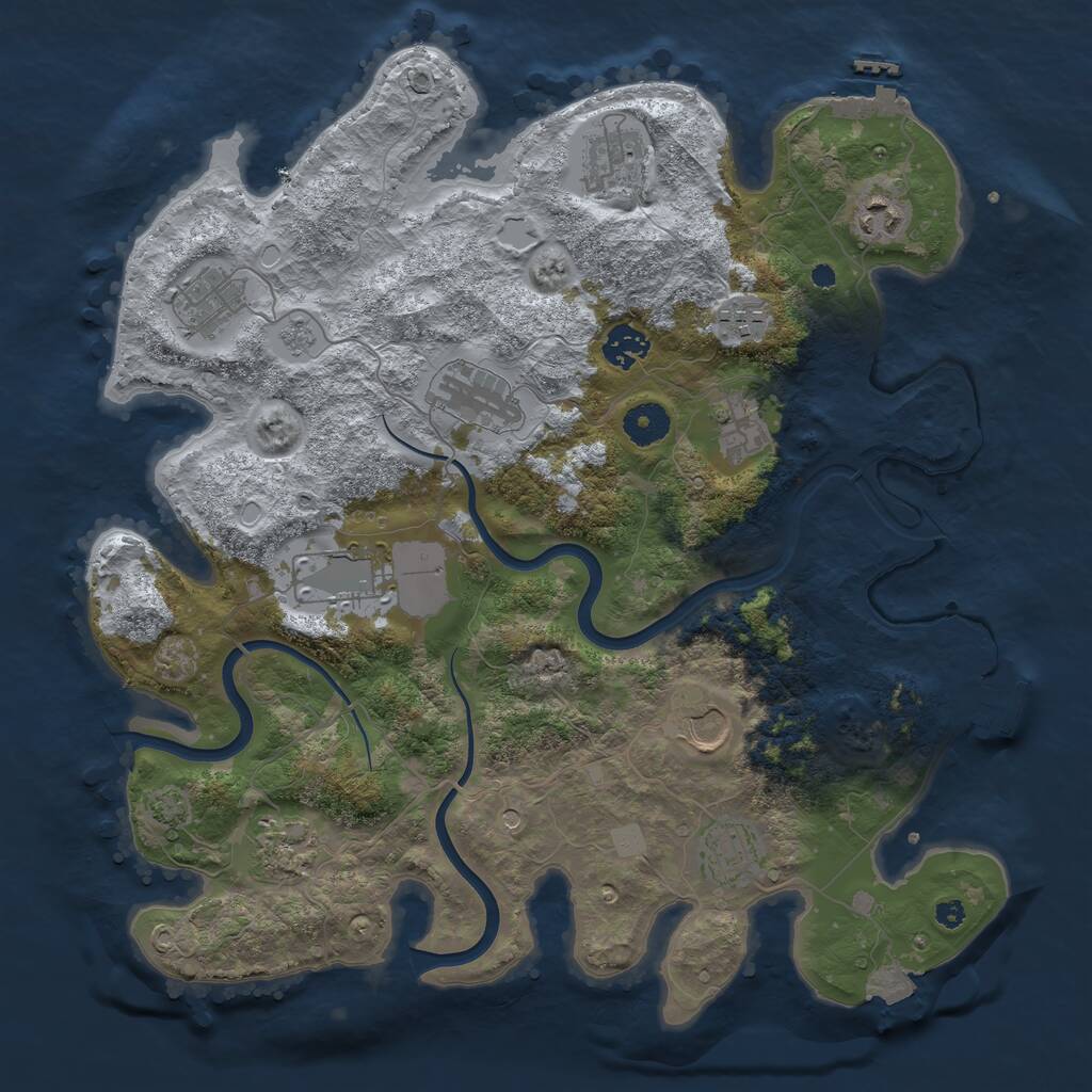 Rust Map: Procedural Map, Size: 3749, Seed: 1081033971, 17 Monuments