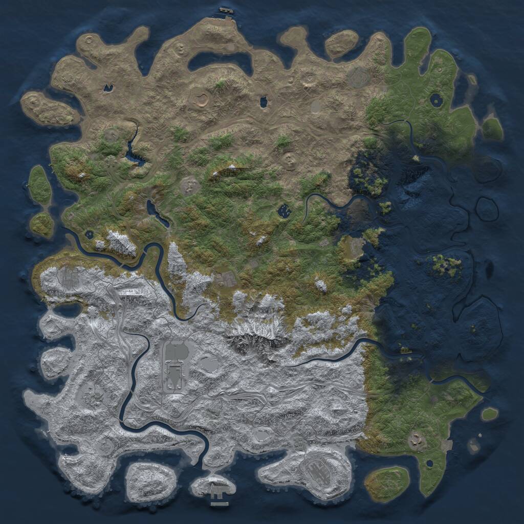 Rust Map: Procedural Map, Size: 6000, Seed: 43207, 17 Monuments