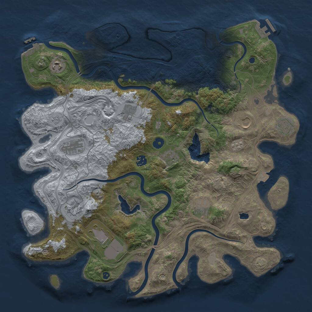 Rust Map: Procedural Map, Size: 4250, Seed: 928914110, 17 Monuments