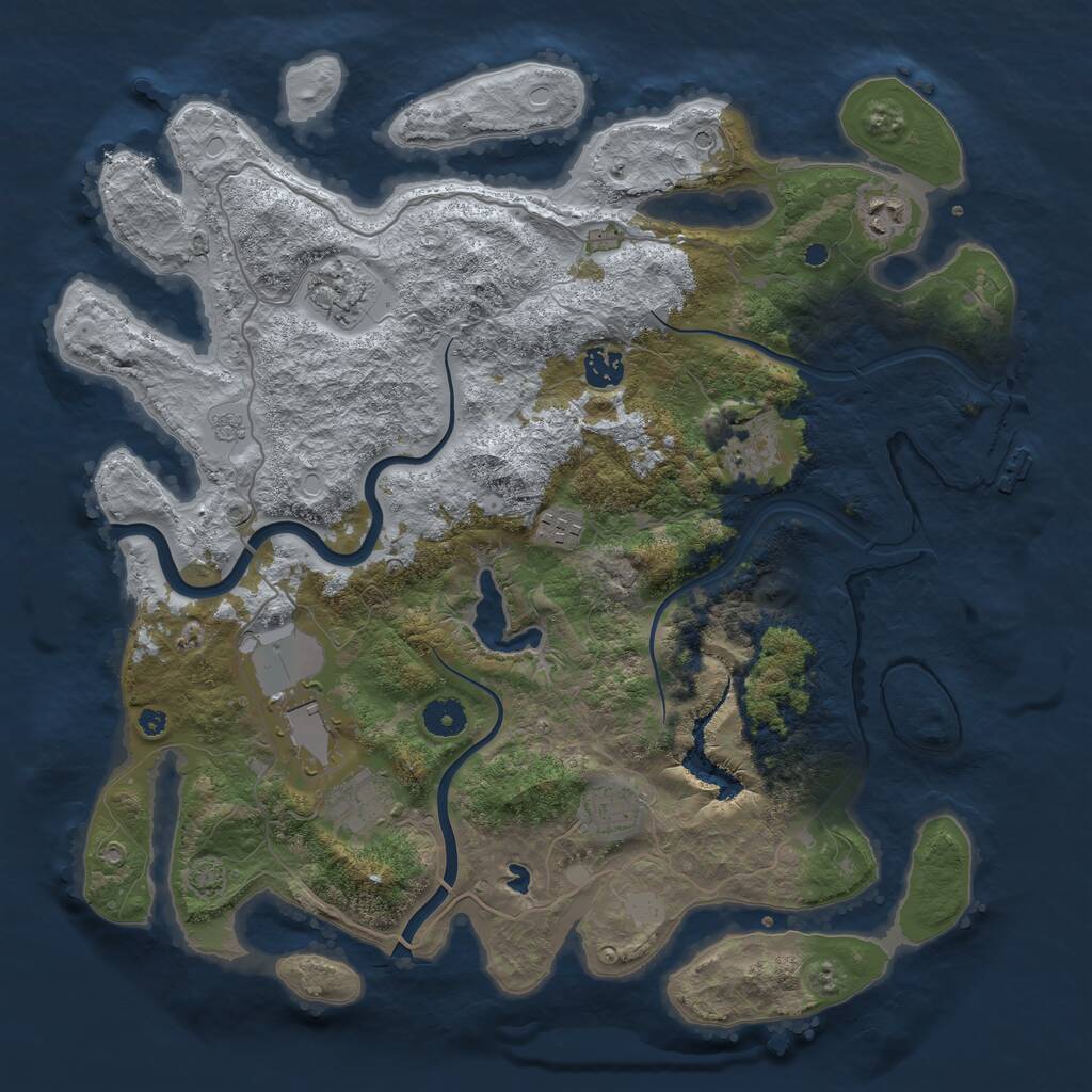 Rust Map: Procedural Map, Size: 4000, Seed: 1229993325, 13 Monuments