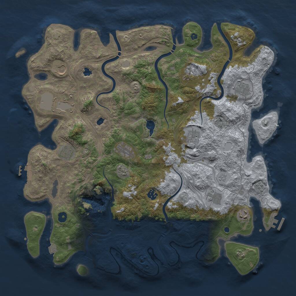 Rust Map: Procedural Map, Size: 4500, Seed: 71261, 17 Monuments