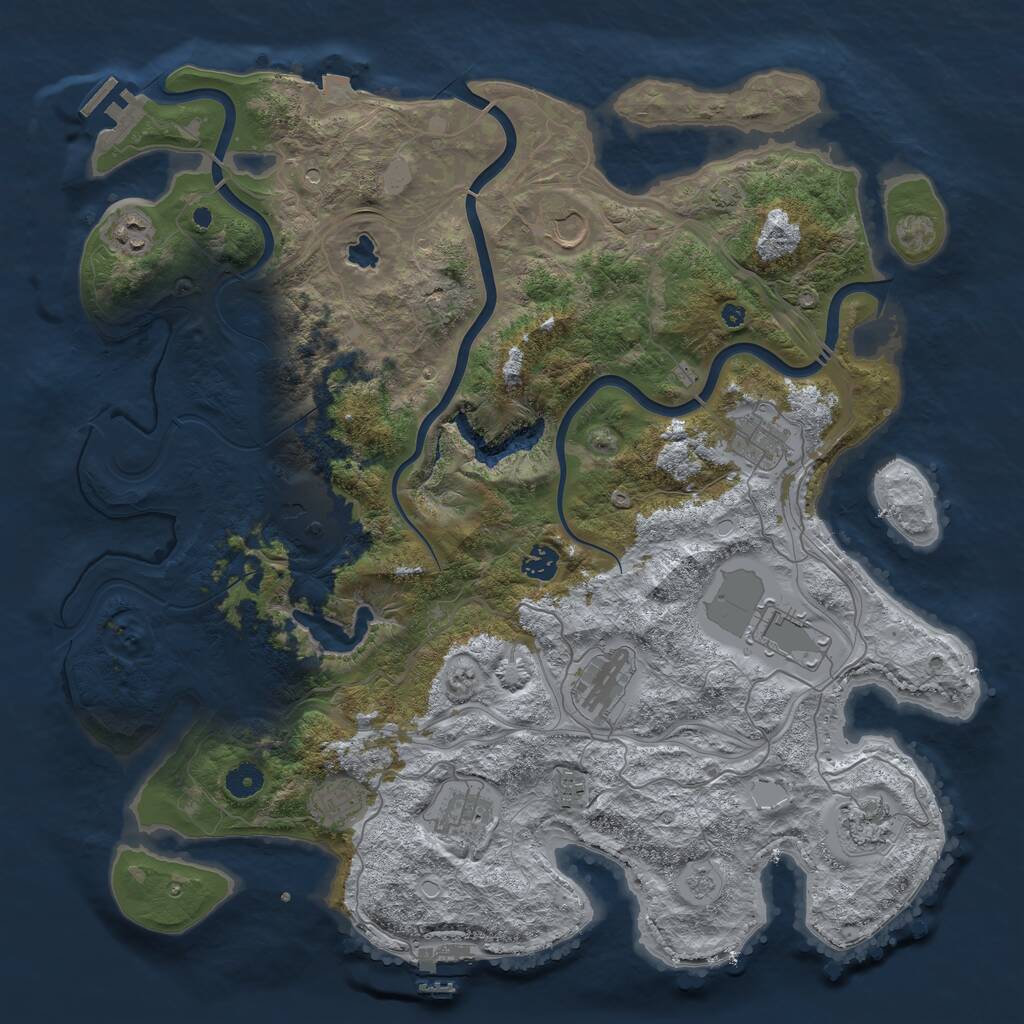 Rust Map: Procedural Map, Size: 4300, Seed: 890327629, 17 Monuments