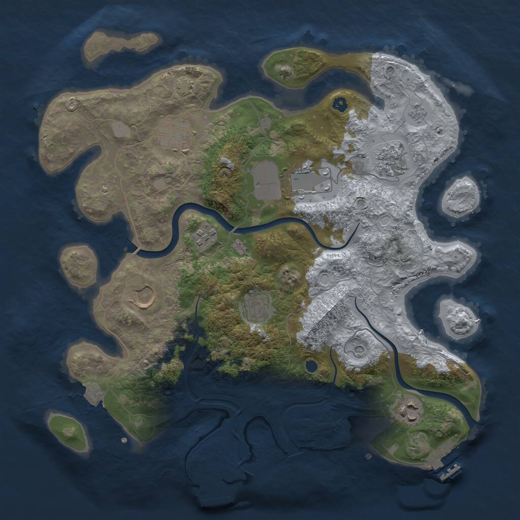 Rust Map: Procedural Map, Size: 3500, Seed: 643622816, 13 Monuments