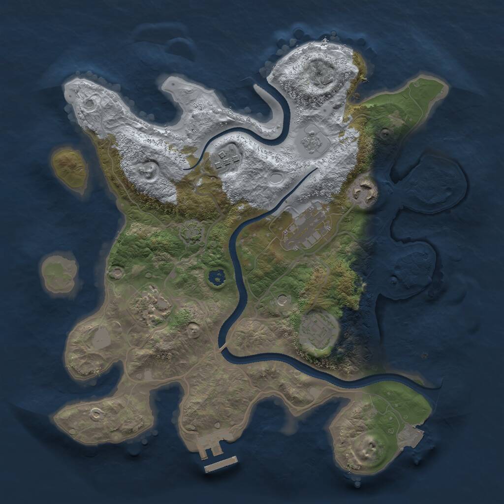 Rust Map: Procedural Map, Size: 3000, Seed: 7152, 10 Monuments