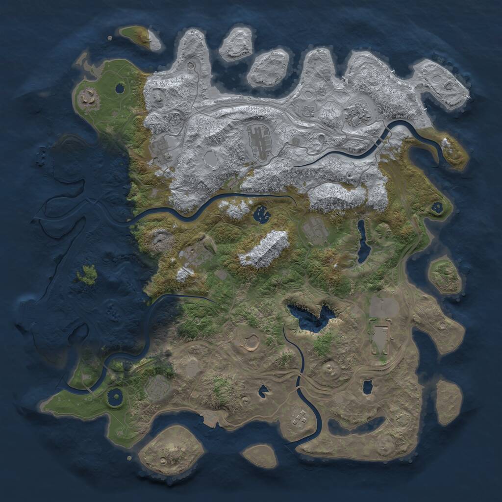 Rust Map: Procedural Map, Size: 4500, Seed: 1692560490, 17 Monuments