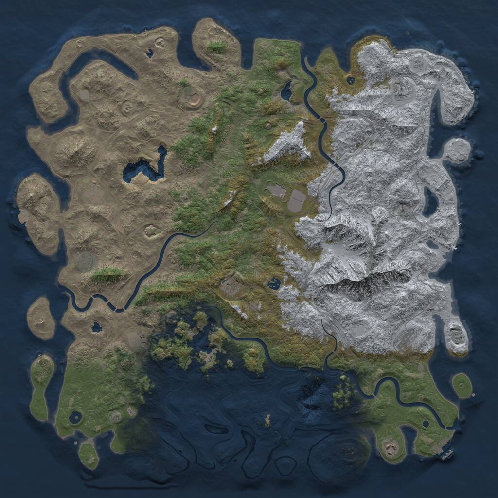 Rust Map: Procedural Map, Size: 6000, Seed: 985641, 17 Monuments