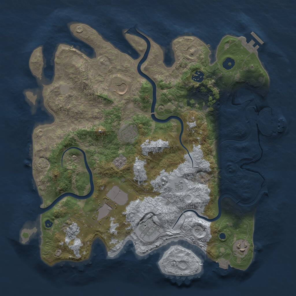 Rust Map: Procedural Map, Size: 3750, Seed: 2100806596, 14 Monuments