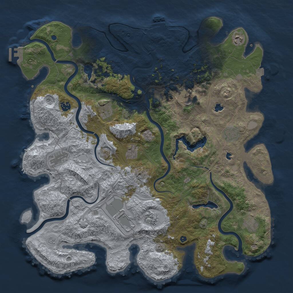 Rust Map: Procedural Map, Size: 4500, Seed: 435826326, 17 Monuments