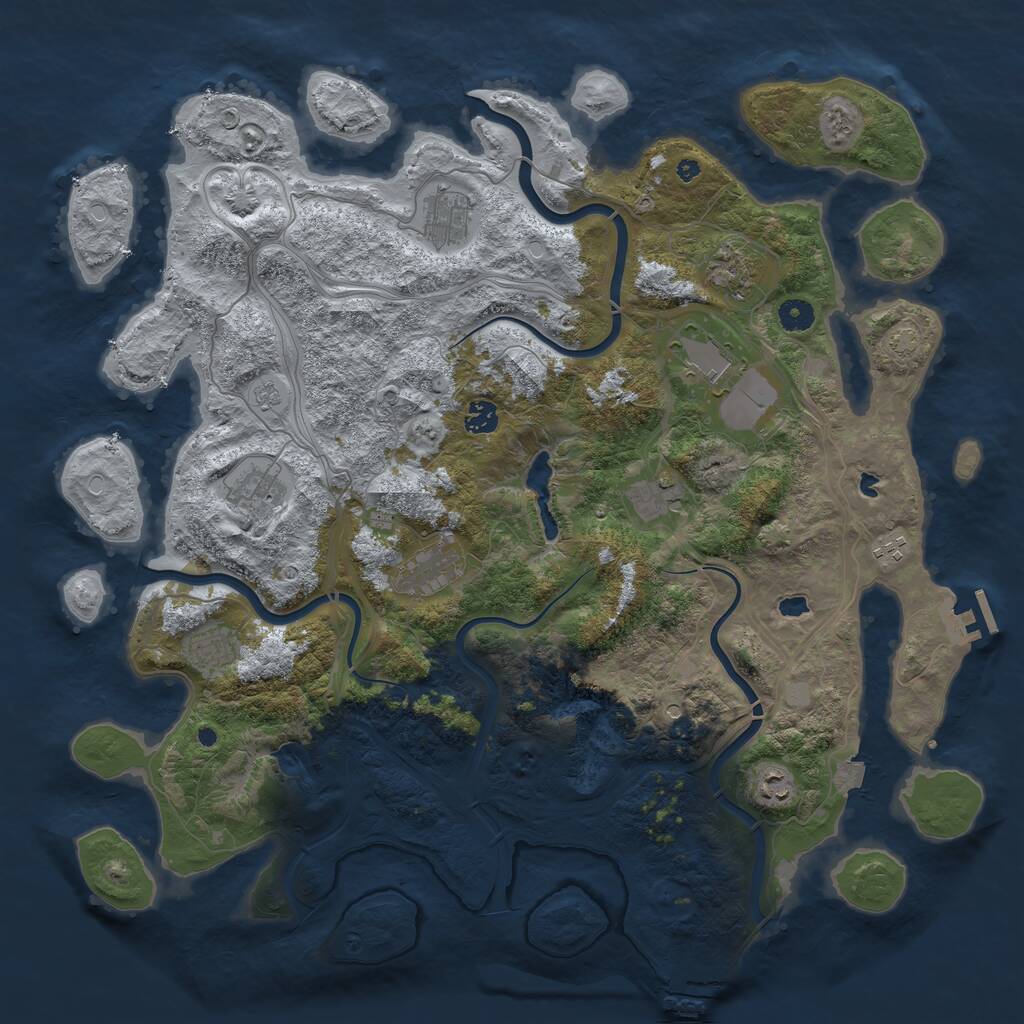 Rust Map: Procedural Map, Size: 4500, Seed: 18709, 16 Monuments