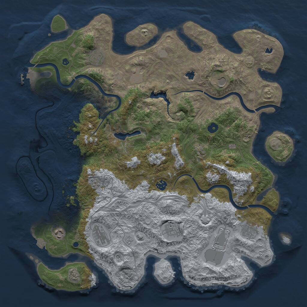 Rust Map: Procedural Map, Size: 4500, Seed: 1382758493, 16 Monuments
