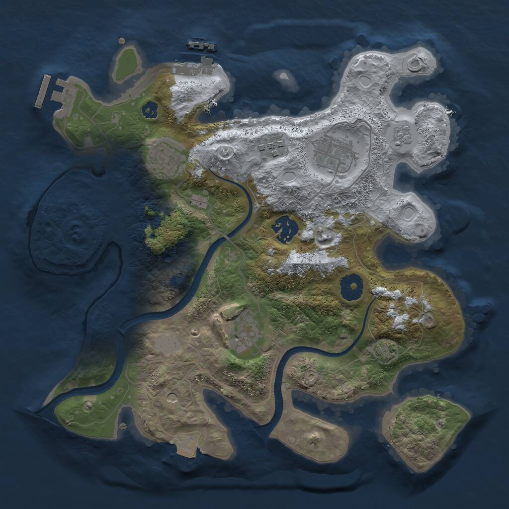 Rust Map: Procedural Map, Size: 3000, Seed: 25786, 11 Monuments