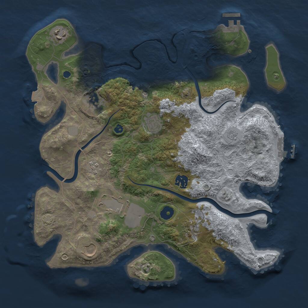 Rust Map: Procedural Map, Size: 3500, Seed: 9567, 14 Monuments