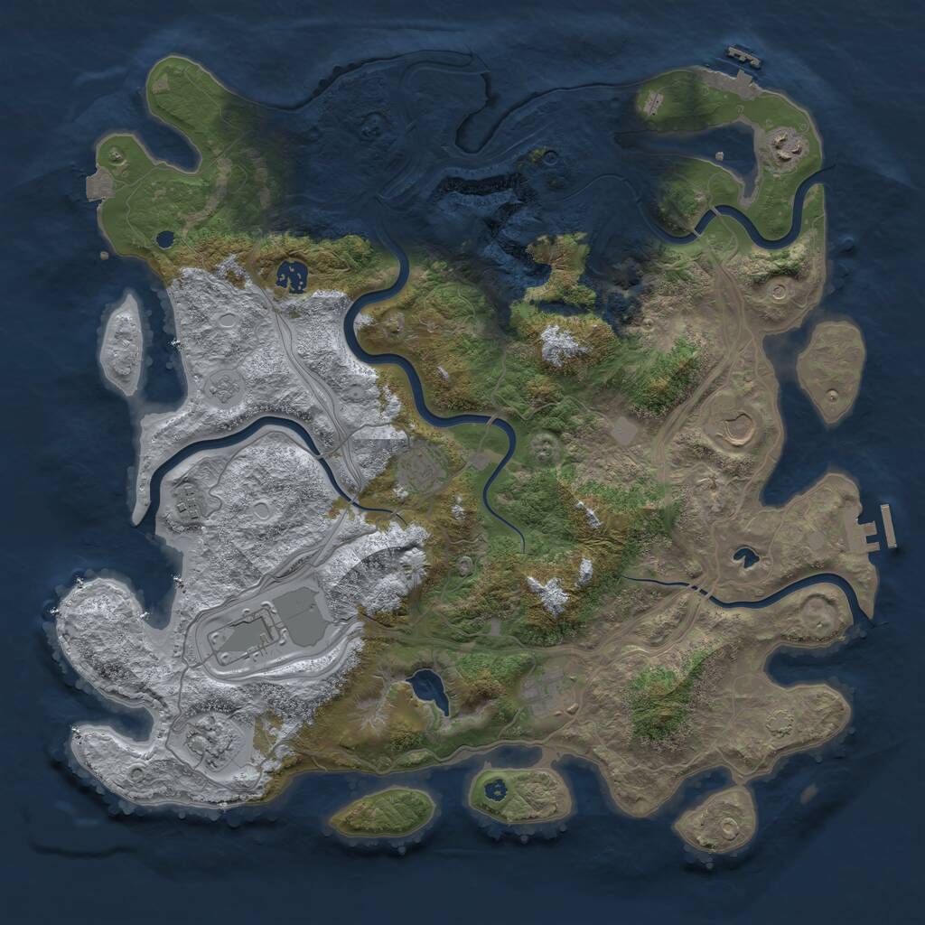 Rust Map: Procedural Map, Size: 4250, Seed: 1007080784, 14 Monuments