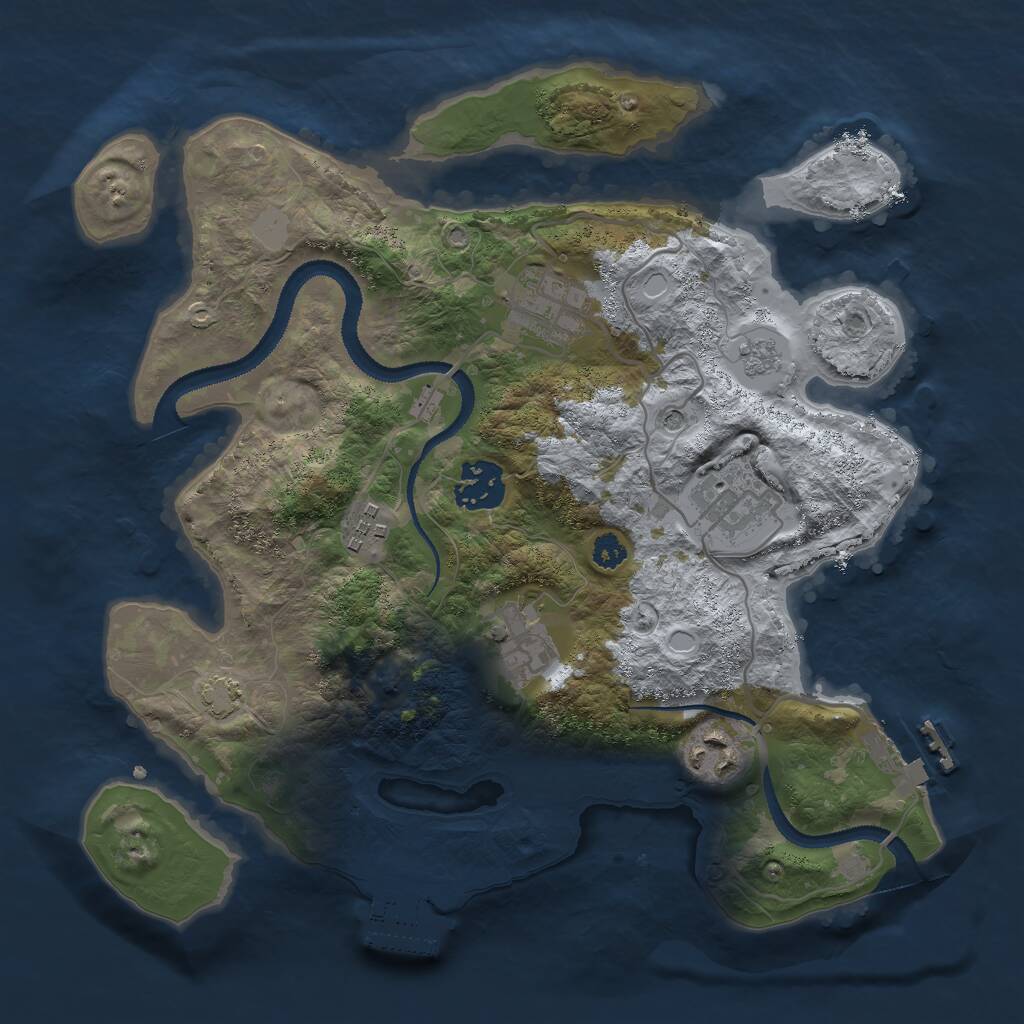 Rust Map: Procedural Map, Size: 3000, Seed: 1845947226, 12 Monuments