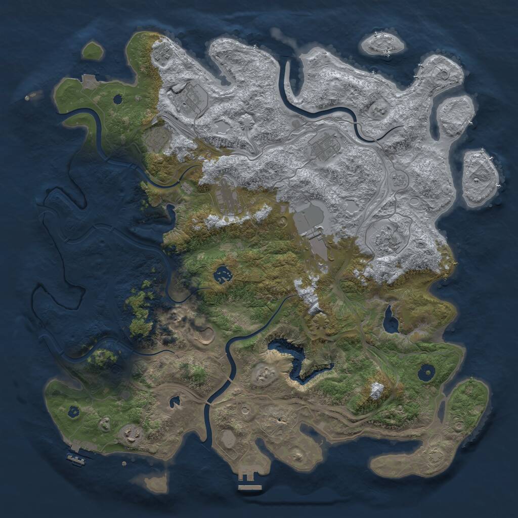Rust Map: Procedural Map, Size: 4500, Seed: 591342018, 16 Monuments