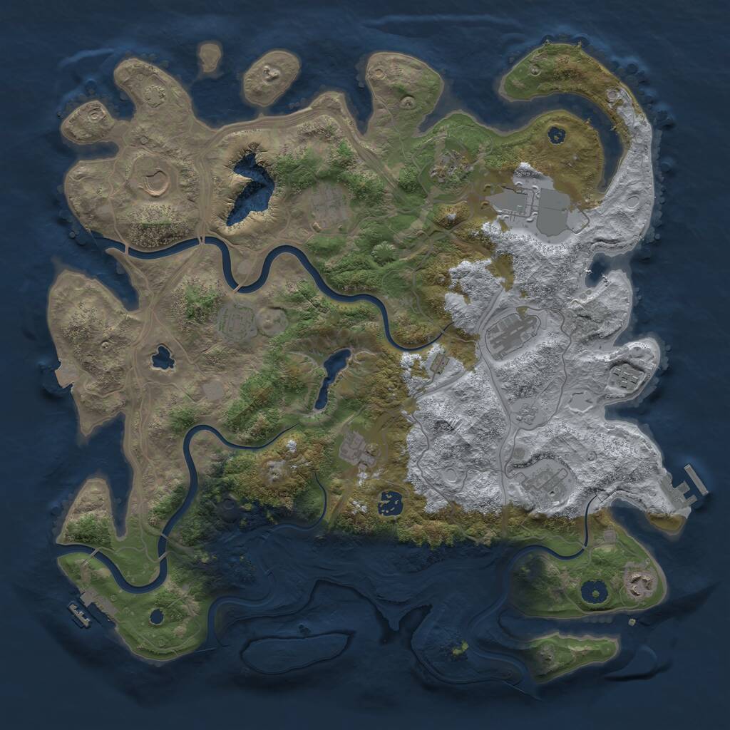 Rust Map: Procedural Map, Size: 4250, Seed: 975722632, 17 Monuments