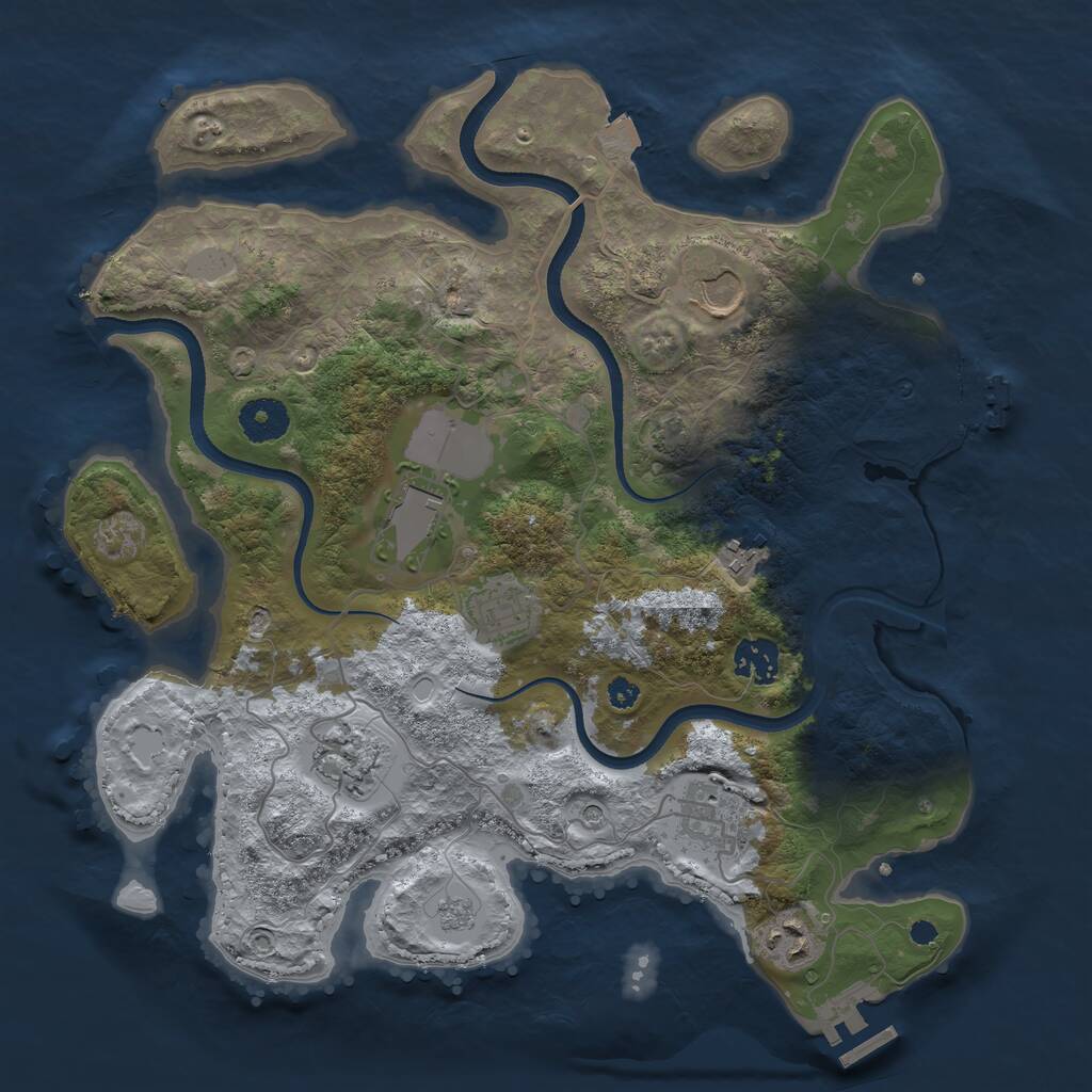 Rust Map: Procedural Map, Size: 3500, Seed: 863775294, 14 Monuments