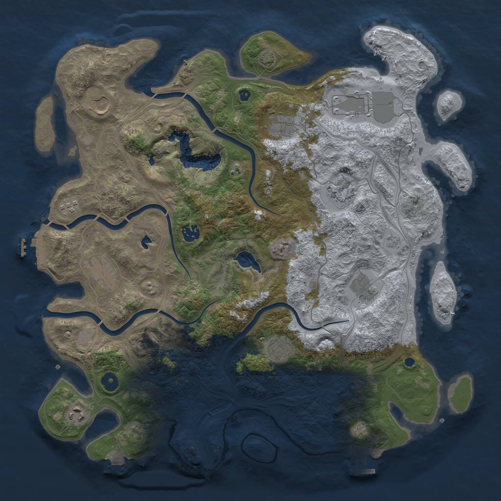 Rust Map: Procedural Map, Size: 4250, Seed: 1249332905, 16 Monuments