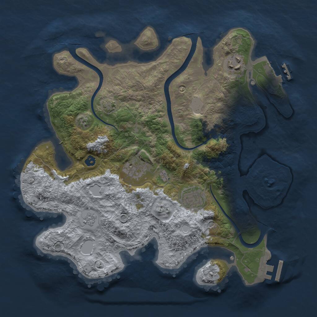 Rust Map: Procedural Map, Size: 3000, Seed: 2043593169, 9 Monuments