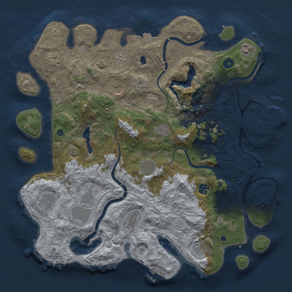 Rust Map: Procedural Map, Size: 4250, Seed: 2004265309, 17 Monuments