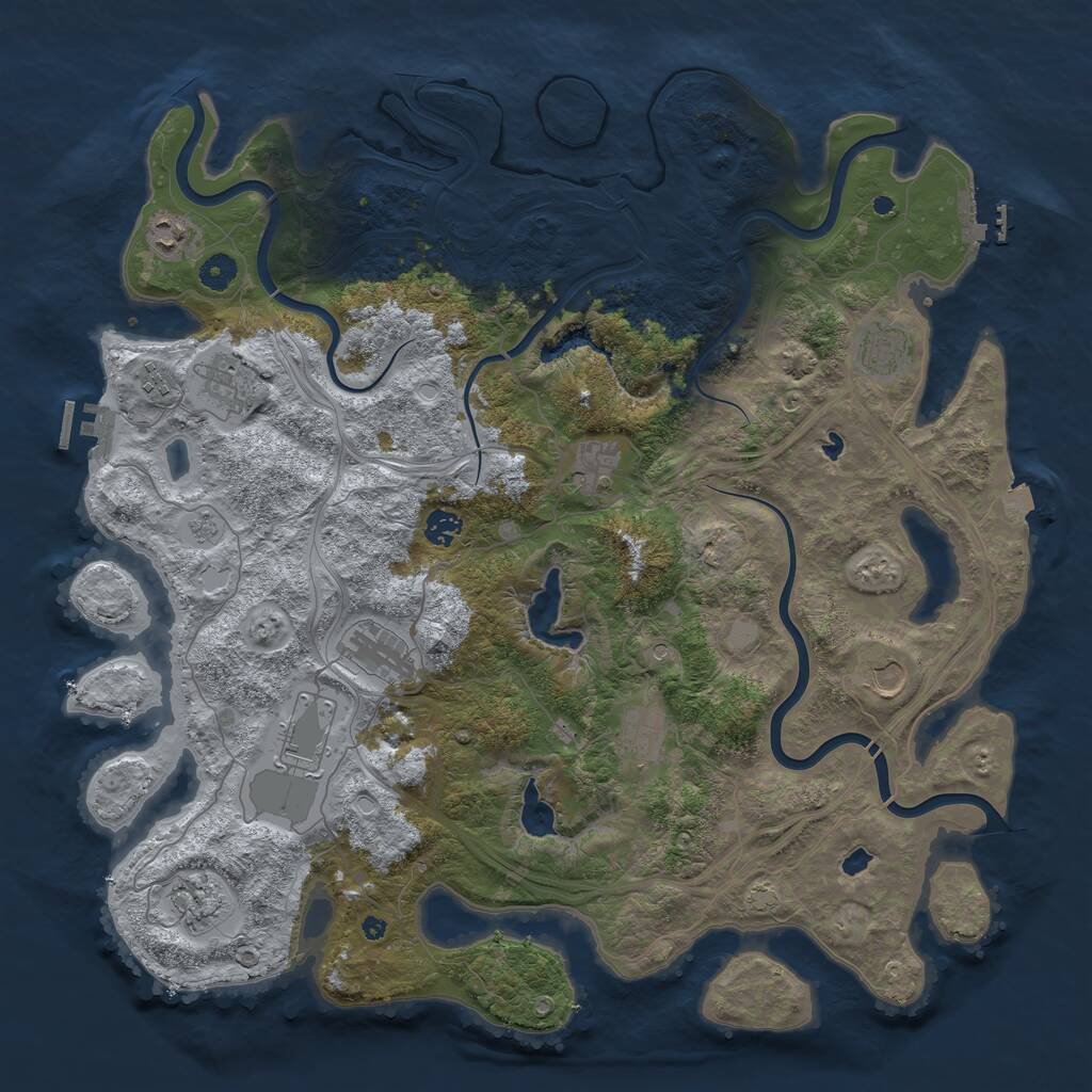 Rust Map: Procedural Map, Size: 4500, Seed: 83681211, 17 Monuments