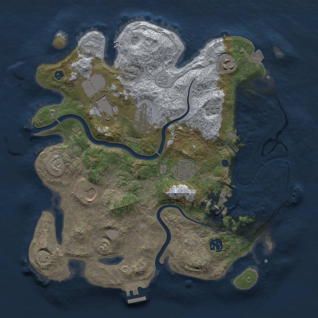 Rust Map: Procedural Map, Size: 3500, Seed: 83860334, 14 Monuments