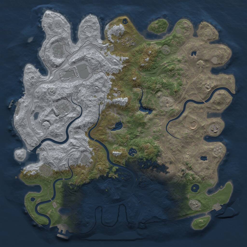 Rust Map: Procedural Map, Size: 4500, Seed: 360070422, 17 Monuments