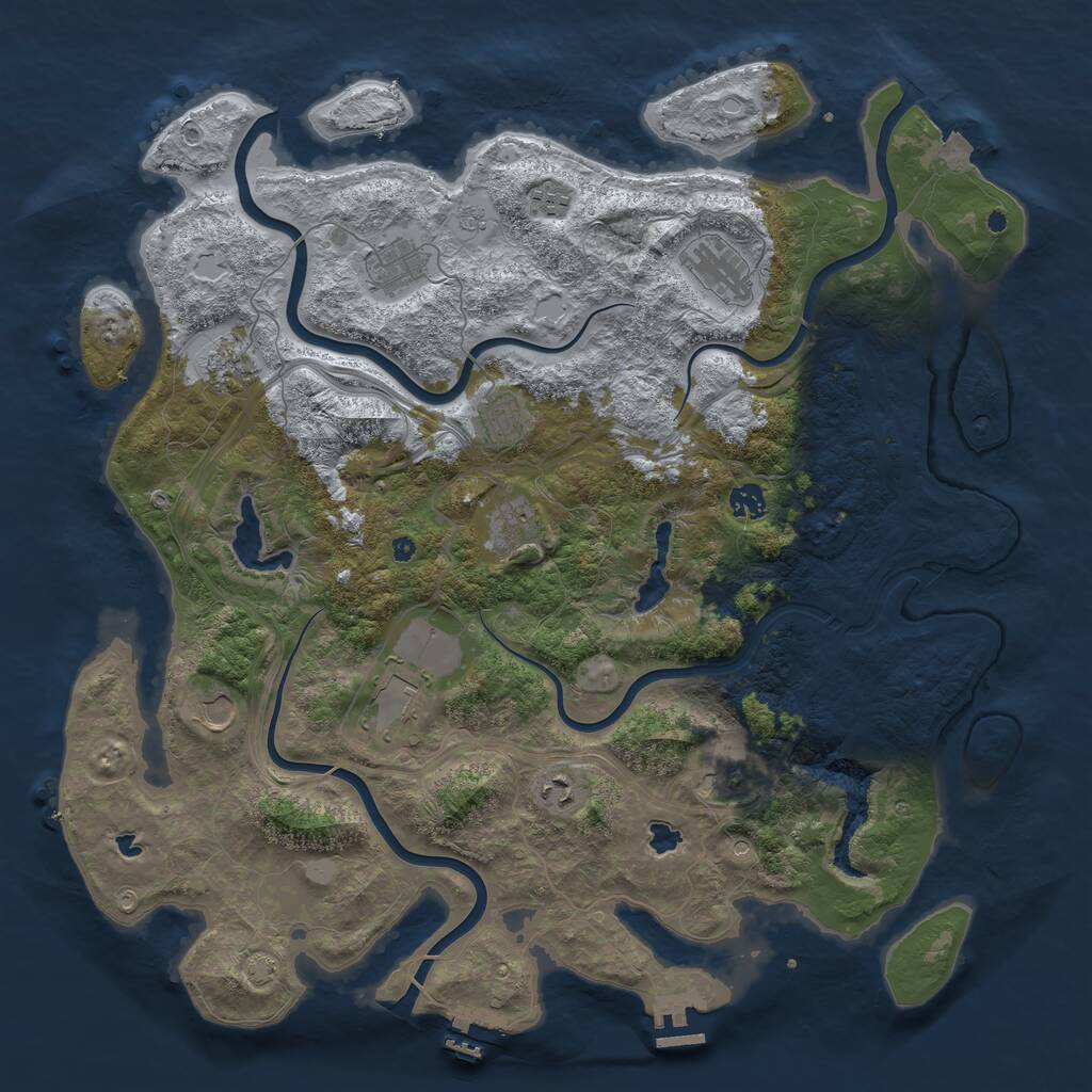 Rust Map: Procedural Map, Size: 4500, Seed: 199921614, 17 Monuments