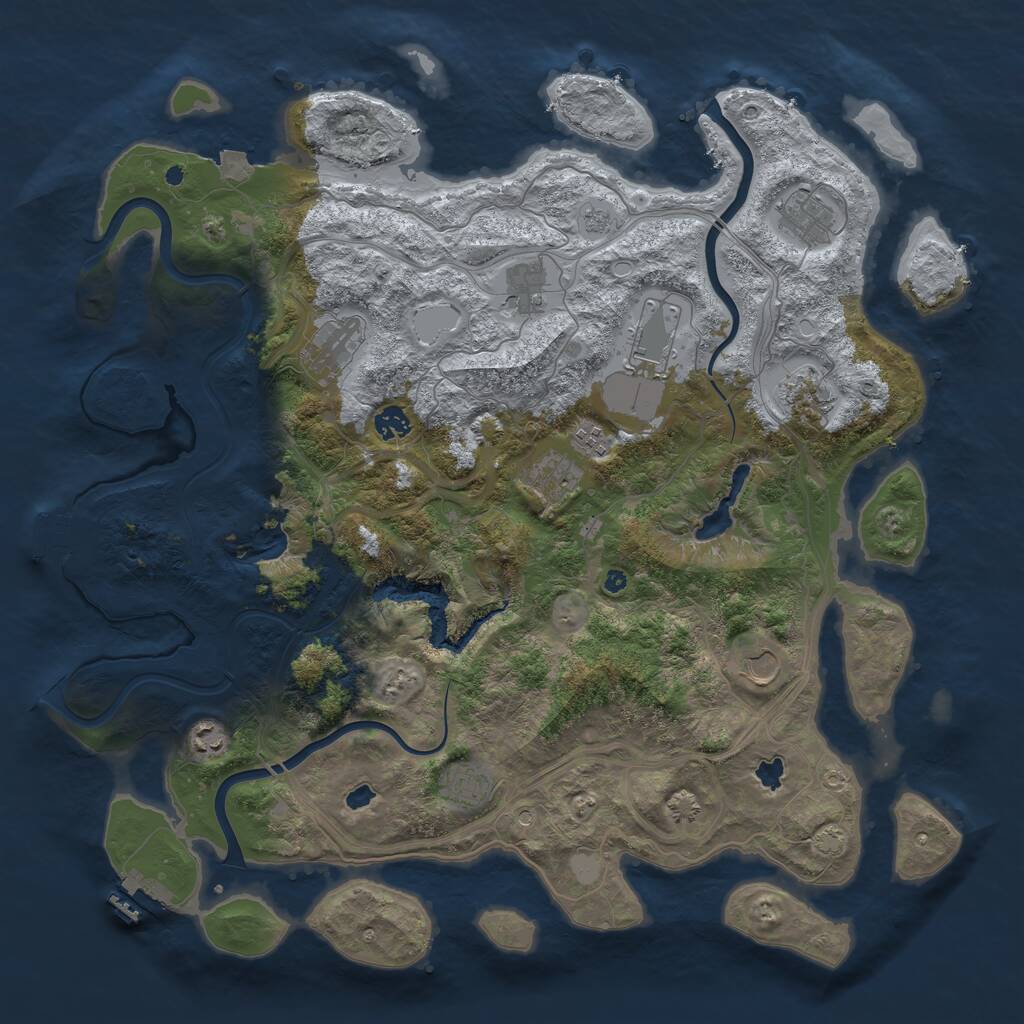 Rust Map: Procedural Map, Size: 4500, Seed: 545478242, 17 Monuments